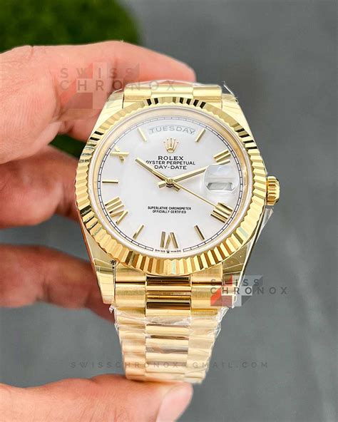 rolex day date 40 yellow gold white dial|rolex day date 40 price.